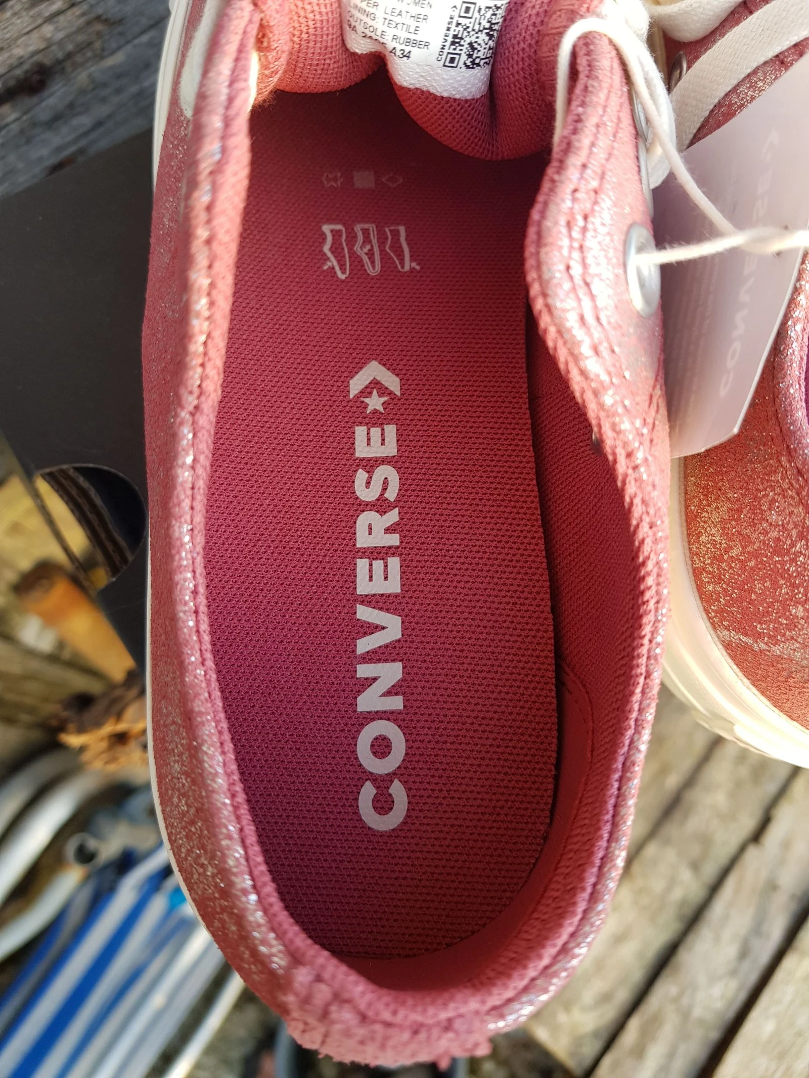 Converse plataforma rosa brillante cuero vuelto – photo 4